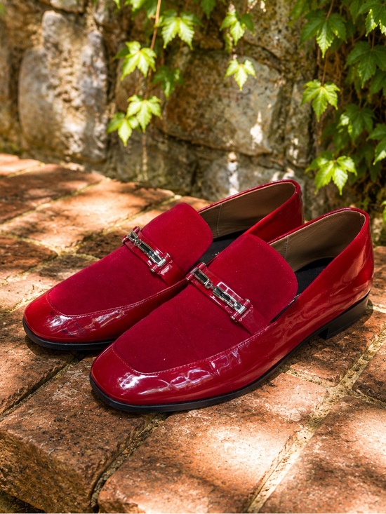 Newbark Los Angeles Shoes - NEWBARK LOS ANGELES Equestrian Preppy Red Patent Leather and Suede Loafers, 9